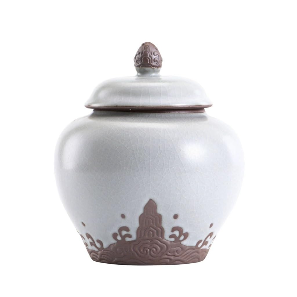 EINES Pantry Storage Containers Small Sealed Tea Can For Home Kitchen Ceramic Pu'er Tea Can Ceramic Containers for Tea, Coffee, Flour, Sugar,