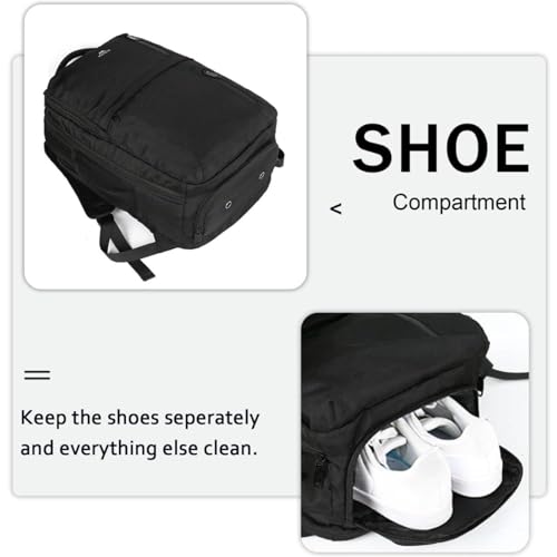 MATEIN Travel Laptop Backpack, Flight Approved Carry on Backpack Shoe Compartment, Large Personal Item Bag Fits 15.6 inch Laptop, Water Resistant Luggage Overnight Weekender Bag, Black by MATEIN - Image 4
