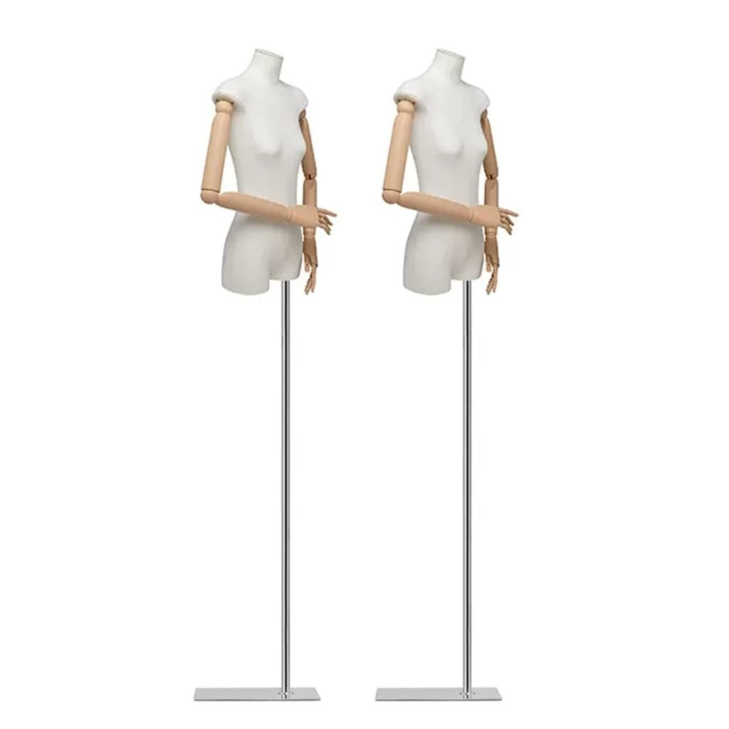 Lot de 2 mannequins de Couture féminins Ajustables, Hauteur réglable de 165 à 210 cm, tête Amovible, Corps en Lin, Parfaits pour la présentation de vêtements et de Bijoux, Petite Taille avec