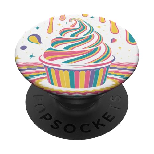 Trippy Soft Serve Ice Cream Cone Psychedelic Rainbow Vibe PopSockets Adhesive PopGrip