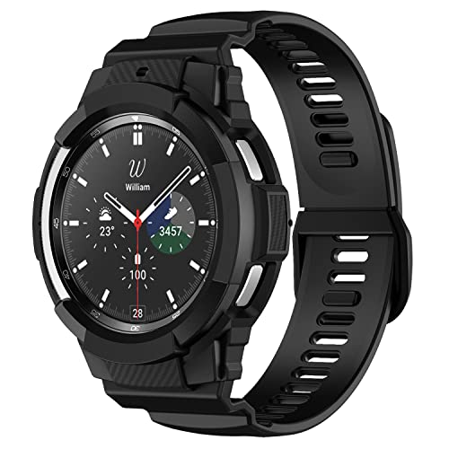 Deilin Compatible with Galaxy Watch 4 Band with Case [46mm] 2021 Release, Uni-body Case with Band for Samsung Watch Classic 4 46mm, Shockproof Rugged, Bezel Rotate available, Charging without Remove