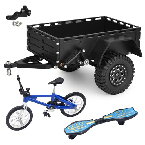 Remorque utilitaire télécommandée en aluminium noir avec accessoires pour TRX4M SCX24 - 2