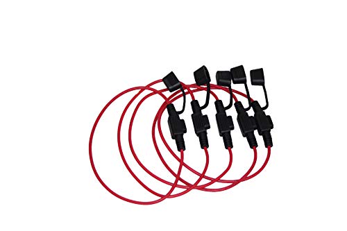 Car In Line Fuse Holder 16Awg Cable With Built In Mini Spade Fuse, 5Pcs Of In Line Fuse Holder 10Pcs Of Mini Spade Fuses Selling Pack (5A,7.5A,10A,15A,20A Spare Fuses2Pcs Each) #TOP2