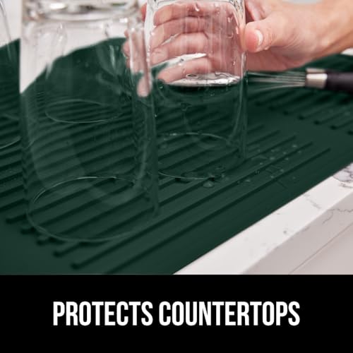 GORILLA GRIP 100% BPA-Free Silicone Dish Drying Mat for Kitchen Counter, Quick Dry, Water Catching Ribbed Design, Easy Clean Waterproof Sink Liner, Heat Resistant, Fits Under Rack, 12x16, Hunter Green by GORILLA GRIP - Image 7