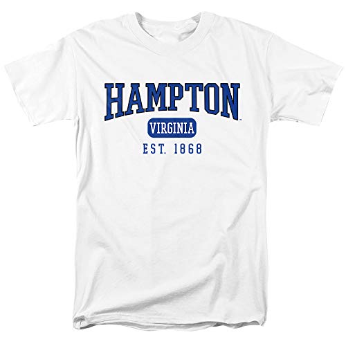 Hampton University Official Founded Date Short Sleeve Mens, White, XL