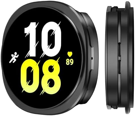 SDOCEBF Slim Aluminum Alloy Case for Samsung Galaxy Watch 8 44mm, Black