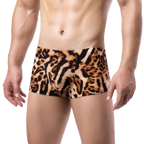 3 Pack Men Leopard Print Boxer Briefs Low Rise Stretch Breathable Trunks Underwear3
