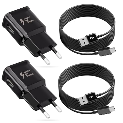 Ladegerät und Ladekabel USB C für Samsung Galaxy A15 A14 A13 A05s A55 A35 A34 A33 A25 A23 A53 S10 S10e S9 S8 S20 M14 M34 Handy Schnellladegerät Netzteil und 2M Kabel Schnellladekabel (2er-Pack)