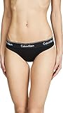 Calvin Klein Women's Modern Cotton Thong, Black/Black Web, XS