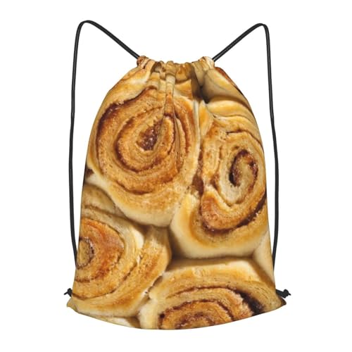 Qeaode Cinnamon Roll Minimalist Drawstring Backpack With Internal Pockets, Lightweight Travel Bag For Hiking, Beach, Workout