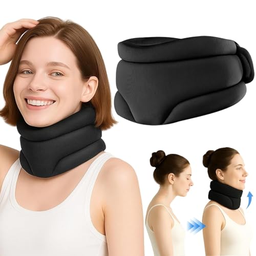 Snovire Nackenstütze Gegen Schnarchen, verstellbare Halskrause aus weichem Schaumstoff zum Schlafen, Weich Neck Support für Unterstützung (Schwarz)
