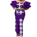 Afrilisco African Tradtional Dresses for Women Flare Sleeve Dashiki Party Dress Ankara Elegant Lady African Clothes Evening Gown