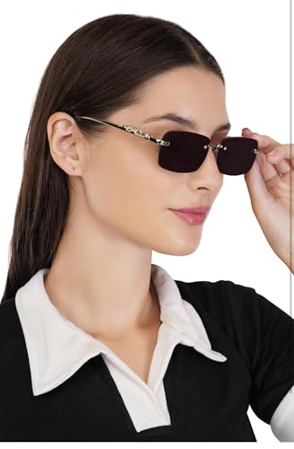 Image of IFLASH UV Protected Retro Rectangular Rimless Sunglasses for Men and Women
