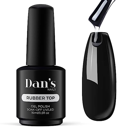 Dan's Nails Gloss Rubber TOP COAT Gel No Wipe Sealer | No Yellowing Soak off UV/LED Lamp 15ml