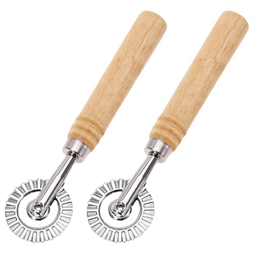 2PCS,Pasta Cutter， Wheel Ravioli Cutter Wheel with Roller Pizza Cutter Wheel Dumpling Lace Making Zinc Alloy Noodle Making Cutter for Kitchen，Pasta Cutter Wheel