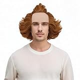 karlery Short Fluffy Brown Curly Bald Wig Horror Anime Cosplay Wig for Halloween Costume Anime Party