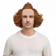 karlery Short Fluffy Brown Curly Bald Wig Horror Anime Cosplay Wig for Halloween Costume Anime Party