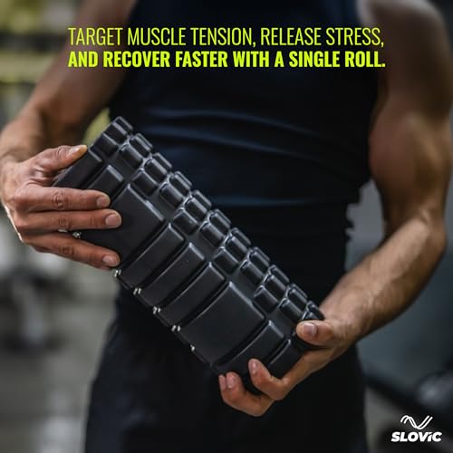 Image of SLOVIC Foam Roller for Back Pain [33 CM] | Deep Tissue Massage and Body Pain High Density Foam Roller for Exercise in Gym, Home Back Roller for Muscle Recovery Massage Roller for Stretching | Black