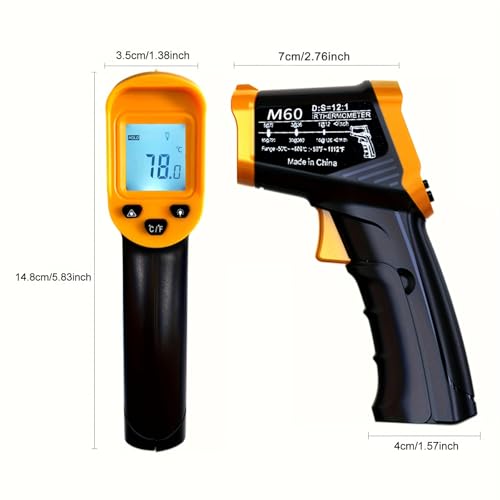 Digital Infrared Thermometer Gun -58 to 1112 Degrees Fahrenheit Adjustable Emissivity&MAX&MIN Non Contact IR Thermometer Laser Temperature Gun for Cooking,Food,Pizza,Oven,Grill(not for Human)