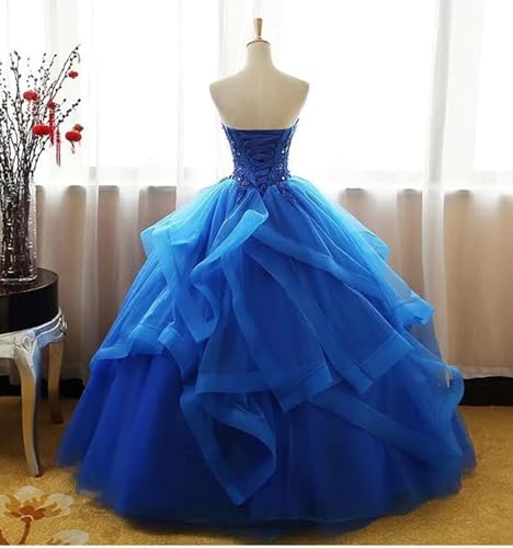 Fair Lady Prom Dress Long Ruffles Ball Gown Quinceanera Dresses Strapless Lace Tulle Beaded Princess Evening Dress3