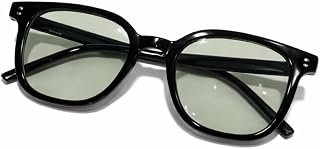 Once&More Unisex Black Square Sunglasses with Green Tinted UV400 Lenses | Lightweight Full Rim Retro Fashion Eyewear for M... Price In India