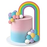 Set Decoración Tarta Arcoiris, Topper Pastel Arcoiris, Bolas Decoración Pastel, Adorno para Tarta de Arcoíris, Decoracion Tartas para Cumpleaños, Baby Showers, Bodas (A)