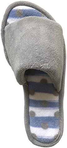 Dearfoams Women's Slide Scuff Slippers with Memory Foam (X-Large (11-12), Grey/Striped Polka Dot) | Image 1