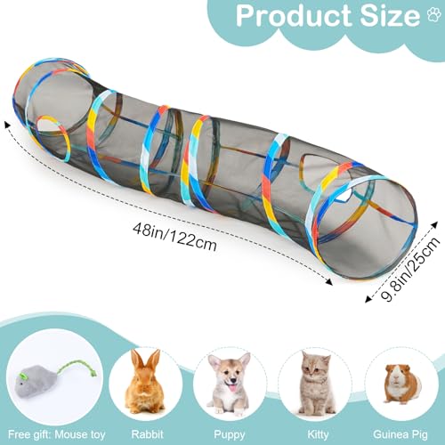 Image of Glittme 48 inch Mesh Cat Tunnel, Breathable Pet Play Tube for Cats and Rabbits
