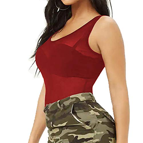 Allchic Womens Sheer Mesh Tank Tops, See Through Scoop Neck Blouses, Sleeveless Sexy Tops - Image 3