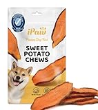 iPaw Sweet Potato Dog Treats, Single Ingredient Dog Treats for Vegetarian, All Natural Human Grade Puppy Chew, Rawhide Alternative, Hypoallergenic, Easy to Digest
