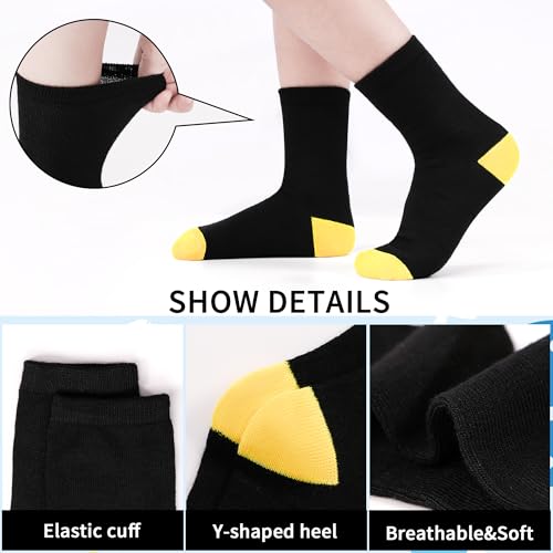 Image of 12 Pairs Kids Crew Socks,Black School Socks for Unisex Ages 1-13