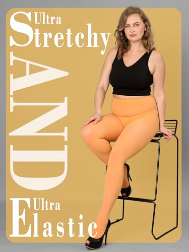 Image of HONENNA Queen Plus Size Tights Semi Opaque Control Top High Waist Stockings Nylons Pantyhose for Women 1X 2X 3X 4X 5X 6X