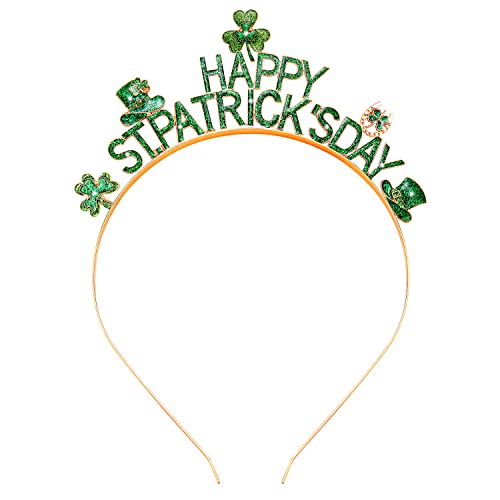 PHALIN St. Patrick's Day Headbands for Women Glitter Enamel Shamrock Hairband Letter LUCKY IRISH Headpiece Party Favors St. Patrick's Day Hair Accessory Gifts (Happy St.Patrick's Day)