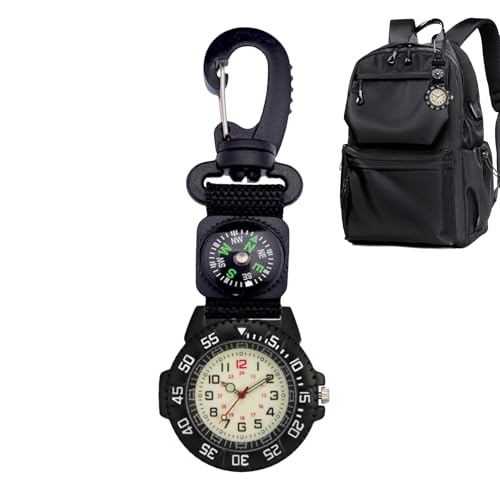 Reloj deportivo con mosquetón y esfera luminosa para supervivencia al aire libre