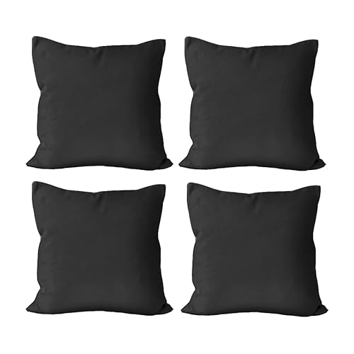 Koisas Kasa -Pack 4 Cojines 45 x 45 cm Sofá con Relleno Incluido, Funda Suave Liso Poliester, Set 4 Cojines Cama Decorativos (Negro)