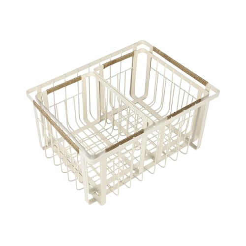 happimess BSK3003C-3SET Henley Vintage Farmhouse Wire Metal Nesting Storage Baskets with Jute Wrapped Handles for Shelves, Cabinets, Pantry, Countertop, Mesh Open Bin Basket, Almond (Set of 3) by happimess - Image 5