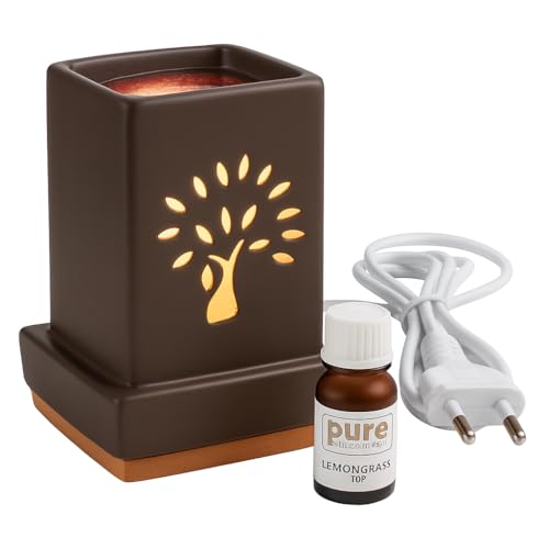 Image of Pure Source India Electric Aroma Burner, With 10 ML Lemon Grass (Black Color)