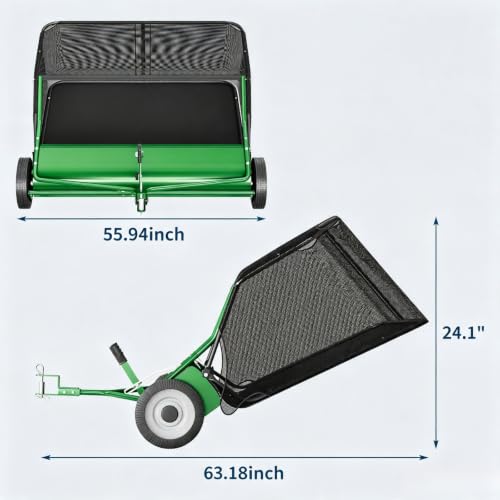 Image of 48 inch Large Capacity Pull Behind Lawn Sweeper with Adjustable Sweeping Height