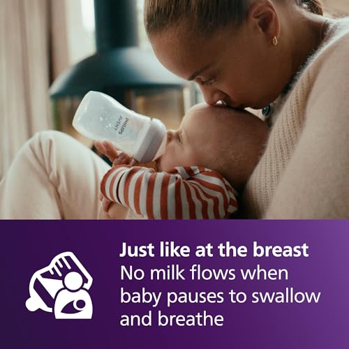 Image of Philips Avent Natural Baby Bottles with Natural Response Nipples (Fast Flow, Flow 4), 11oz, 4-Pack, SCY906 /04