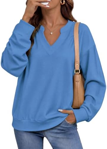 Tankaneo Damen Pullover V-Ausschnitt Sweatshirt Langarmshirt | Langarm,Elegant,Einfarbig,Leicht,Bequeme,Casual,Herbst,Winter,Pulli,Schicker,Women