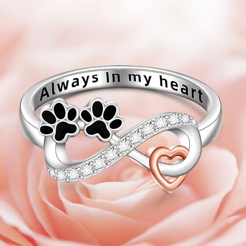 Paw Print Ring Heart Infinity Animal Cute Cat Dog Claw Paw Puppy Rings for Women Sterling Silver Jewelry2