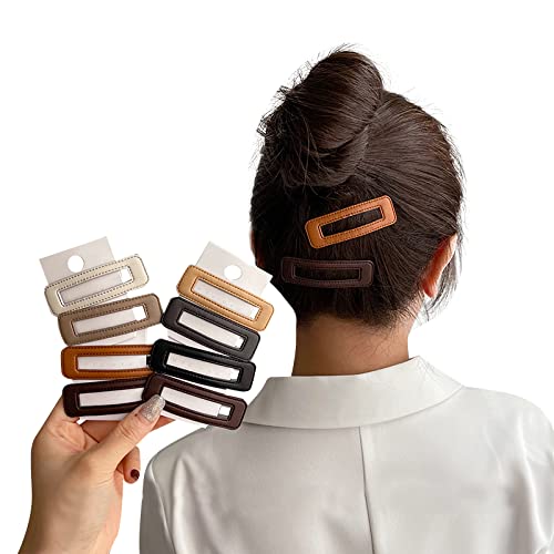 2.95" Leather Snap Clips Metal Bb Clips Hair Barrettes Hair Pins Hair Slide Stylish For Women Girl,2 Pack (Black) #TOP2