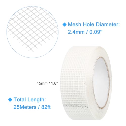 sourcing map Trockenbau Band, 1 Stück 1,8 x 82ft - Glasfaser Trockenbau Reparaturband, selbstklebendes Netzband, Trockenbau Fugenband zur Wandrissreparatur und Nahtausbesserung