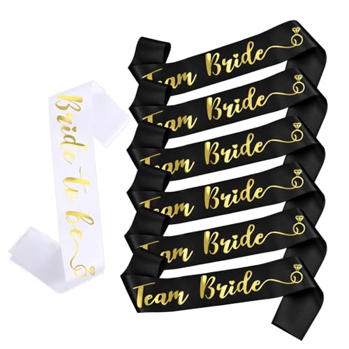 NAUXIUDSJS Bride to Be Sash, Bachelorette Party Supplies Engagement Party Favors, Bridal Shower Sashes Bachelor Decorations Just Married Gift Engaged Decor Accessories,Black Gold