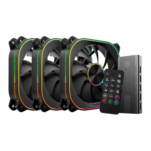 AERION Kit 3 Fans ARGB Veil FAN100 120mm Preto Hub Controladora c...