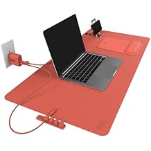 BLACK+DECKER Home Office Kit, 7 PCS Set, Desk Pad, 2-Port PD Charger, Ergonomic Mouse Pad, Phone Stand, Combo Cables, Cable Organizer, Workspace Accessories Perfect for Work-from-Home Coral Rose