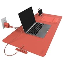 BLACK+DECKER Home Office Kit, 7 PCS Set, Desk Pad, 2-Port PD Charger, Ergonomic Mouse Pad, Phone Stand, Combo Cables, Cable Organizer, Workspace Accessories Perfect for Work-from-Home Coral Rose