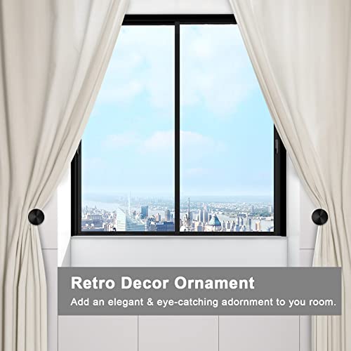 Curtain Holdbacks, Black 2 Pack Curtain Tiebacks Hooks Decorative Round Medallion Drapery Holdbacks Holders For Wall Metal Modern Simple Curtain Pull Backs With Screw #TOP5