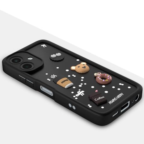 Image of Bintage Cute Fun Taddy Cartoon 3D Ball Bear Milk Donut Coffee Cup Silicon Case Full Body & Camera Protection Back Cover Compatible for Samsung Galaxy A07 LTE 2025 - Black