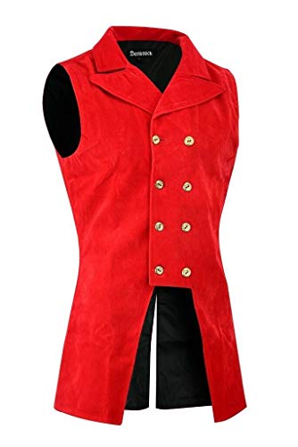 Darkrock Mens Double Breasted Blue Velvet Vest Waistcoat VTG Brocade Gothic Steampunk